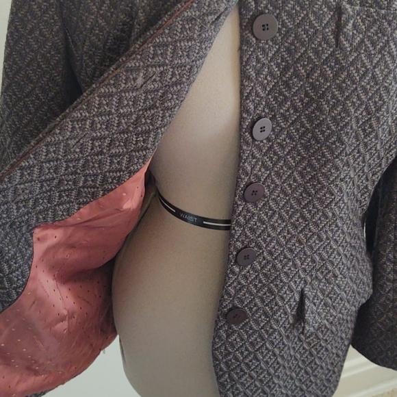 Liz Claiborne Suits Grey Diamond Pattern Blazer Sz 12 - Picture 4 of 11